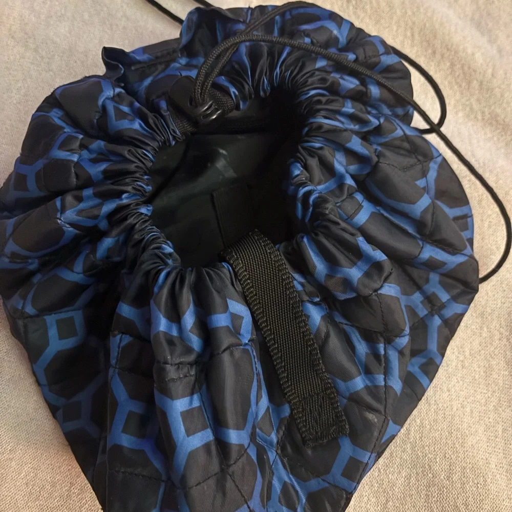 Drawstring Makeup Bags in Blue and Leopard Print/set of 2